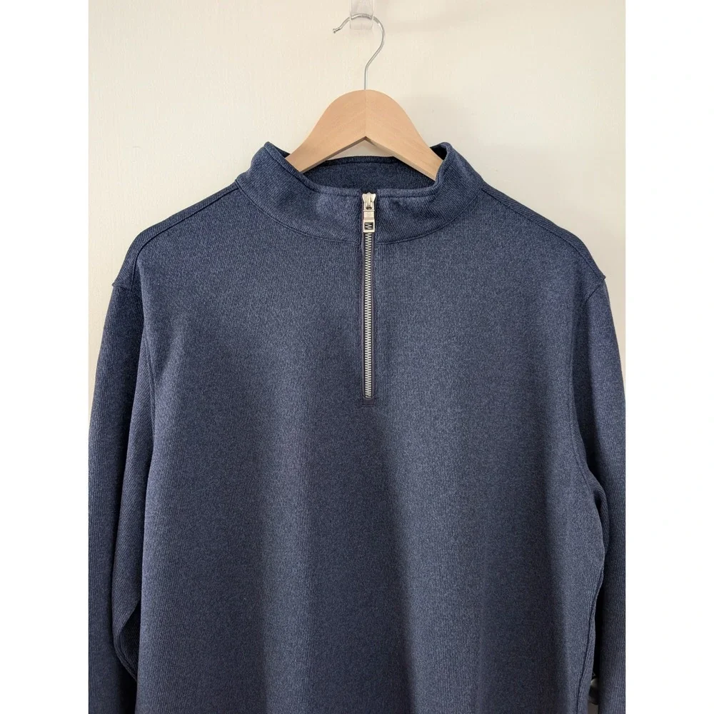 Peter Millar Navy Blue Heather Quarter Zip Pullover Sweater Men's L Gorpcore